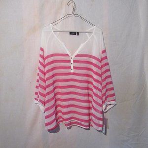 Apt 9 Pink and White Striped 3/4 Sleeve Tunic